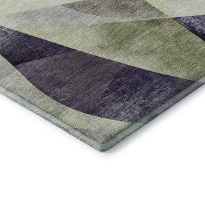 HomeRoots 8' X 10' Stylish Purple, Ivory & Green Abstract Geometric Area Rug - Washable & UV Protected Design 705279