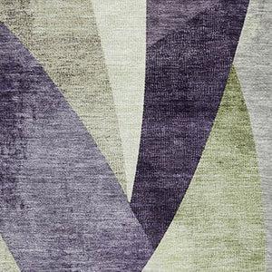 HomeRoots 8' X 10' Stylish Purple, Ivory & Green Abstract Geometric Area Rug - Washable & UV Protected Design 705279
