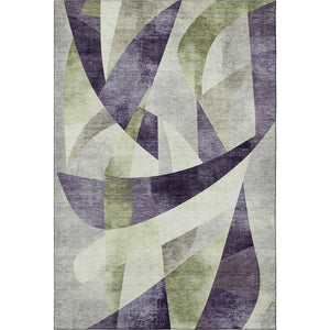 HomeRoots 10' Geometric Washable Area Rug in Purple, Ivory & Green – Stain Resistant, UV Protected & Non-Slip 705281