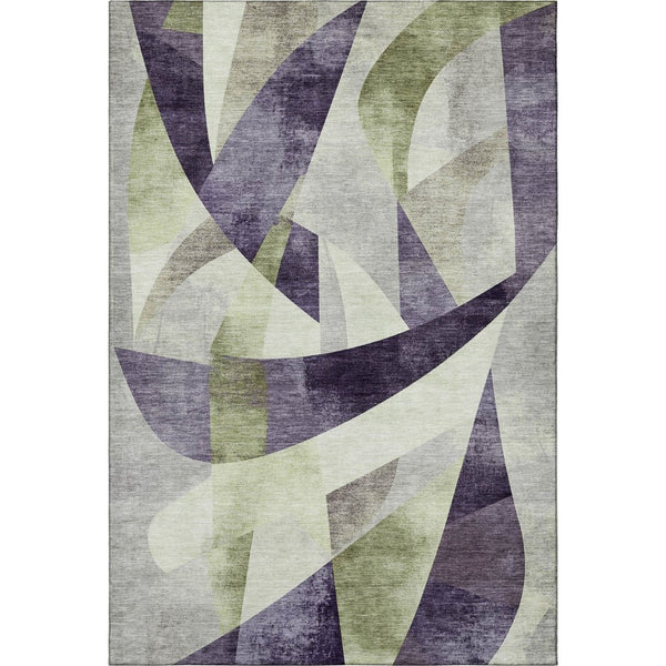 HomeRoots 10' Geometric Washable Area Rug in Purple, Ivory & Green – Stain Resistant, UV Protected & Non-Slip 705281