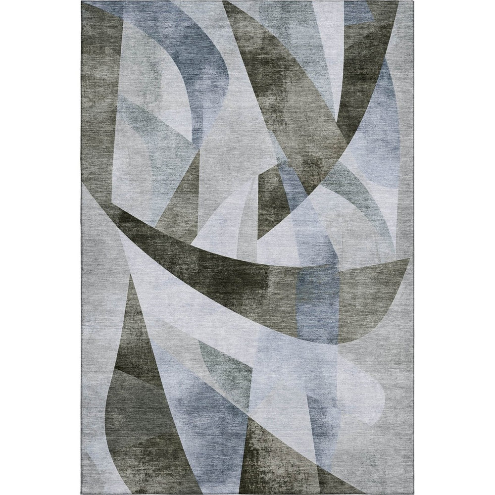 HomeRoots 8' X 10' Stylish Taupe Blue Ivory Geometric Area Rug - Washable, UV Protected & Pet-Friendly Design! 705291