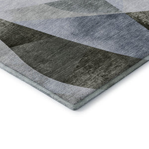 HomeRoots 9' Abstract Geometric Area Rug in Taupe Blue & Ivory - Washable, UV Protected, Stain Resistant Comfort 705292