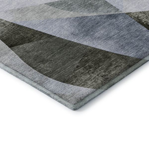 HomeRoots 9' Abstract Geometric Area Rug in Taupe Blue & Ivory - Washable, UV Protected, Stain Resistant Comfort 705292