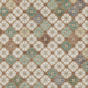 HomeRoots 5' X 8' Washable Geometric Area Rug in Beige, Ivory & Sage - Durable, Stain Resistant, UV Protected! 705295