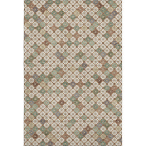 HomeRoots 8' X 10' Modern Beige Ivory Sage Geometric Washable Area Rug with Stain Resistance & UV Protection 705297