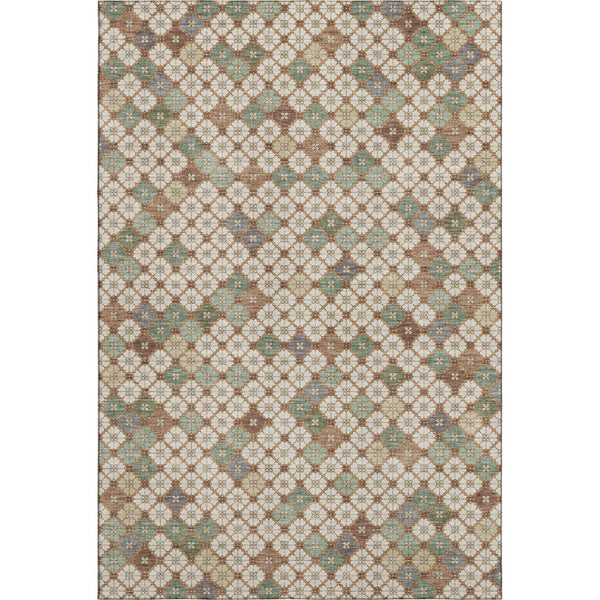 HomeRoots 8' X 10' Modern Beige Ivory Sage Geometric Washable Area Rug with Stain Resistance & UV Protection 705297