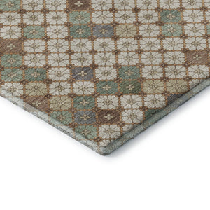 HomeRoots 8' X 10' Modern Beige Ivory Sage Geometric Washable Area Rug with Stain Resistance & UV Protection 705297
