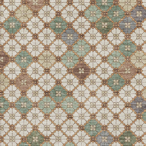 HomeRoots 8' X 10' Modern Beige Ivory Sage Geometric Washable Area Rug with Stain Resistance & UV Protection 705297