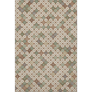 HomeRoots 10' X 14' Stylish Geometric Washable Area Rug in Beige, Ivory & Sage - UV Protection & Non-Slip Backing 705299