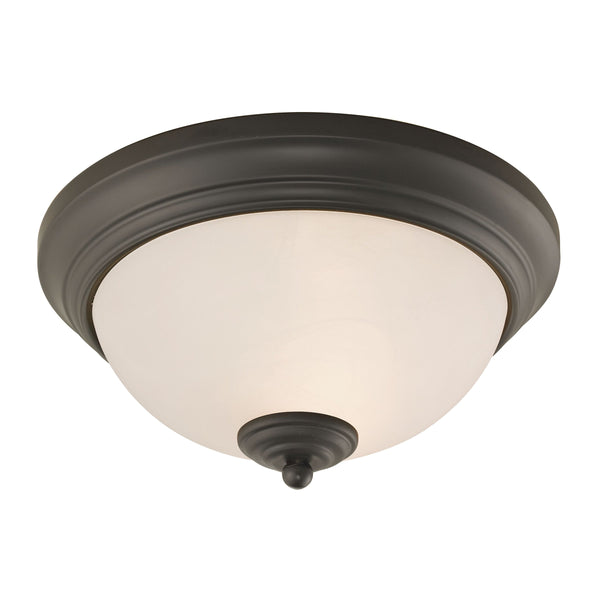 Thomas Lighting Huntington Two Light Flush Mount with Glass Dome Shades for Classic Ceiling Ambiance 11 inches Bronze 7052FM/10