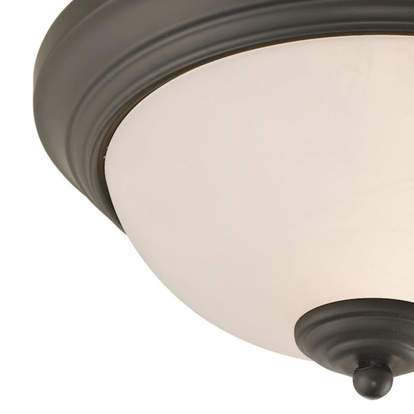 Thomas Lighting Huntington Two Light Flush Mount with Glass Dome Shades for Classic Ceiling Ambiance 11 inches Bronze 7052FM/10