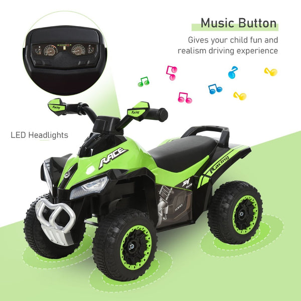 English Elm Aosom Toddler Foot Powered Ride on Atv Toy with Led Lights and Music Buttons W2225P249783