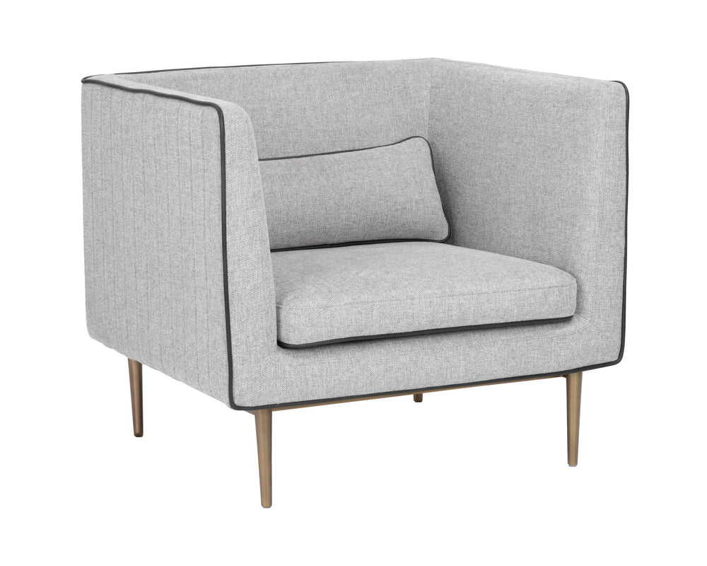 Sunpan Batavia Armchair - Bold Design with Channel Tufting, Sleek Piping, and a Stylish Bronze Base Belfast Heather Grey