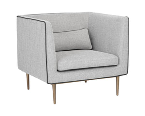 Sunpan Batavia Armchair - Bold Design with Channel Tufting, Sleek Piping, and a Stylish Bronze Base Belfast Heather Grey
