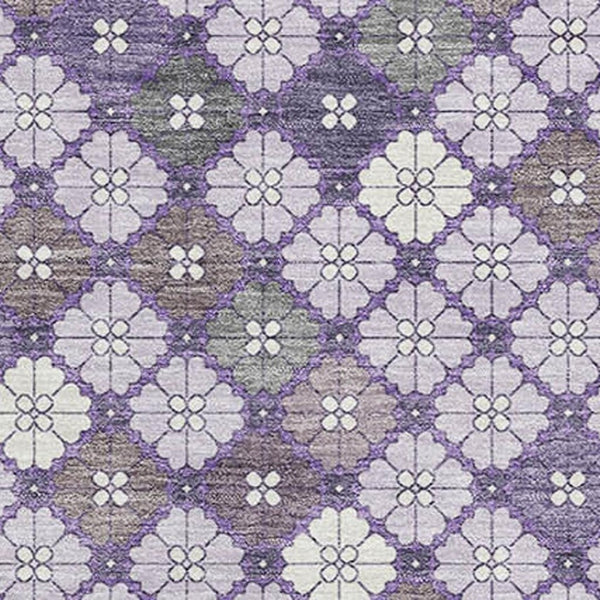 HomeRoots 9' X 12' Stylish Lavender, Ivory & Gray Geometric Washable Area Rug with UV Protection & Non-Slip Backing 705304