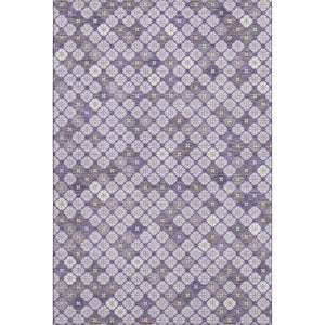 HomeRoots 10' Geometric Washable Area Rug in Lavender, Ivory & Gray - Durable, UV-Protected for Busy Homes! 705305