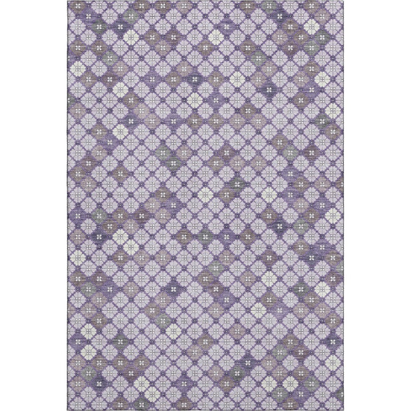 HomeRoots 10' Geometric Washable Area Rug in Lavender, Ivory & Gray - Durable, UV-Protected for Busy Homes! 705305