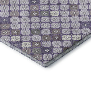HomeRoots 10' Geometric Washable Area Rug in Lavender, Ivory & Gray - Durable, UV-Protected for Busy Homes! 705305