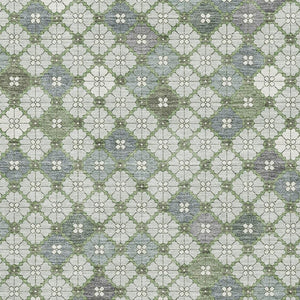 HomeRoots 8' X 10' Stylish Mint Green & Ivory Geometric Washable Area Rug with UV Protection for Durability 705309