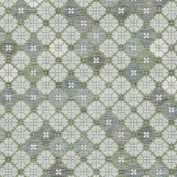 HomeRoots 8' X 10' Stylish Mint Green & Ivory Geometric Washable Area Rug with UV Protection for Durability 705309
