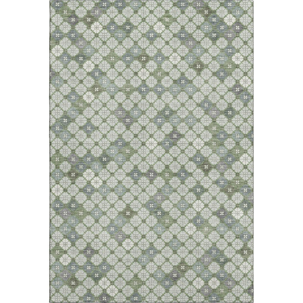 HomeRoots 10' Mint Green & Ivory Geometric Washable Area Rug with UV Protection – Perfect for Modern Homes! 705311
