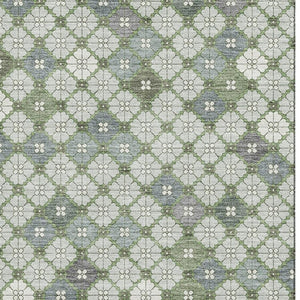 HomeRoots 10' Mint Green & Ivory Geometric Washable Area Rug with UV Protection – Perfect for Modern Homes! 705311