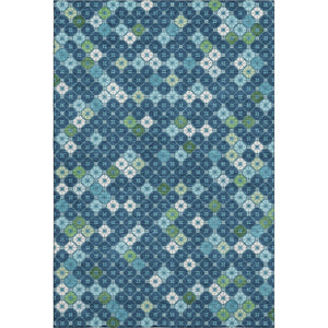 HomeRoots 9' X 12' Stylish Navy Blue Geometric Area Rug - Washable, Stain Resistant & UV Protected Decor Solution 705316