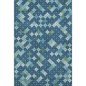 HomeRoots 9' X 12' Stylish Navy Blue Geometric Area Rug - Washable, Stain Resistant & UV Protected Decor Solution 705316