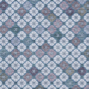 HomeRoots 5' X 8' Modern Geometric Area Rug in Sky Blue, Teal & Lavender - Washable, UV Protected & Pet Friendly 705319
