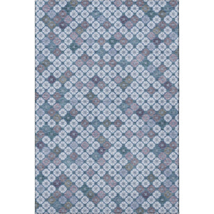 HomeRoots 5' X 8' Modern Geometric Area Rug in Sky Blue, Teal & Lavender - Washable, UV Protected & Pet Friendly 705319