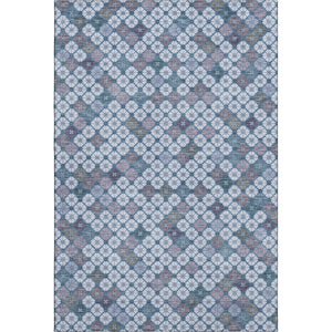 HomeRoots 9' X 12' Sky Blue, Teal & Lavender Geometric Area Rug - Stain Resistant, UV Protected & Washable! 705322