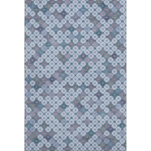 HomeRoots 9' X 12' Sky Blue, Teal & Lavender Geometric Area Rug - Stain Resistant, UV Protected & Washable! 705322