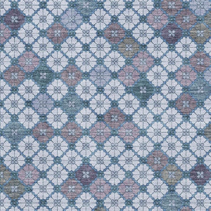 HomeRoots 10' X 14' Modern Geometric Area Rug in Sky Blue, Teal & Lavender – Washable, UV Protected & Durable! 705323