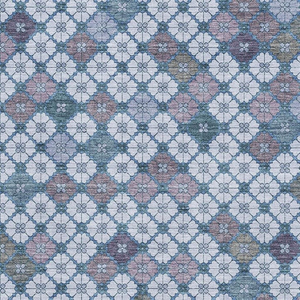 HomeRoots 10' X 14' Modern Geometric Area Rug in Sky Blue, Teal & Lavender – Washable, UV Protected & Durable! 705323