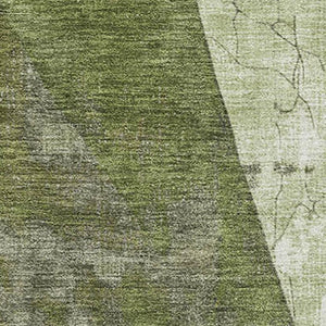 HomeRoots 8' X 10' Modern Green Ivory Beige Geometric Washable Area Rug with UV Protection for Stylish Spaces 705327