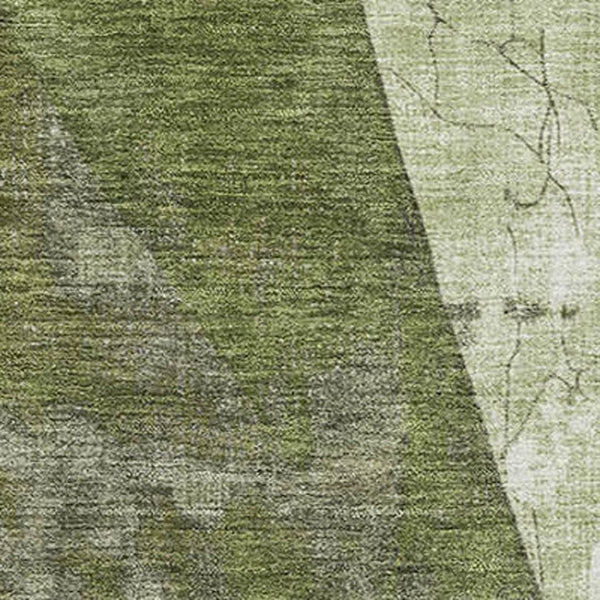HomeRoots 8' X 10' Modern Green Ivory Beige Geometric Washable Area Rug with UV Protection for Stylish Spaces 705327
