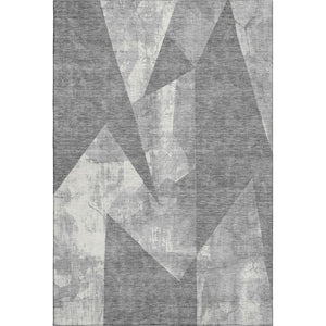 HomeRoots 10' X 14' Gray And Ivory Geometric Area Rug - Washable, UV-Protected, Perfect for High-Traffic Homes 705335