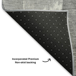 HomeRoots 10' X 14' Gray And Ivory Geometric Area Rug - Washable, UV-Protected, Perfect for High-Traffic Homes 705335