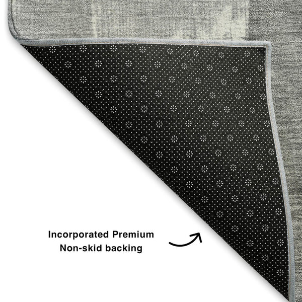 HomeRoots 10' X 14' Gray And Ivory Geometric Area Rug - Washable, UV-Protected, Perfect for High-Traffic Homes 705335