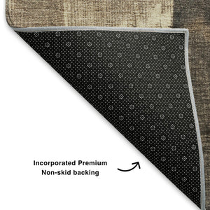 HomeRoots 8' X 10' Washable Coffee & Beige Geometric Area Rug with UV Protection for Stylish Home Decor 705339