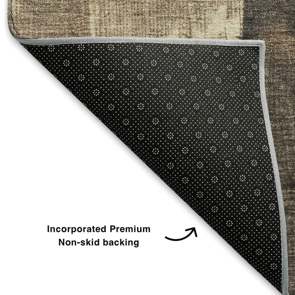 HomeRoots 8' X 10' Washable Coffee & Beige Geometric Area Rug with UV Protection for Stylish Home Decor 705339