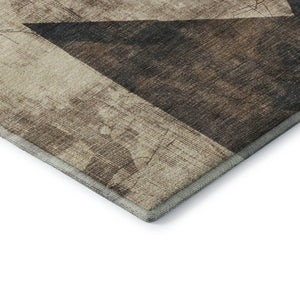 HomeRoots 8' X 10' Washable Coffee & Beige Geometric Area Rug with UV Protection for Stylish Home Decor 705339