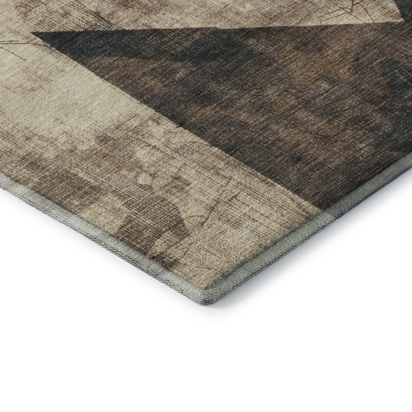 HomeRoots 8' X 10' Washable Coffee & Beige Geometric Area Rug with UV Protection for Stylish Home Decor 705339
