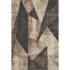 HomeRoots 8' X 10' Washable Coffee & Beige Geometric Area Rug with UV Protection for Stylish Home Decor 705339