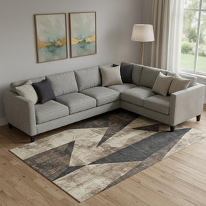 HomeRoots 10' Coffee & Beige Abstract Geometric Washable Area Rug – UV Protected, Stain-Resistant & Durable 705341