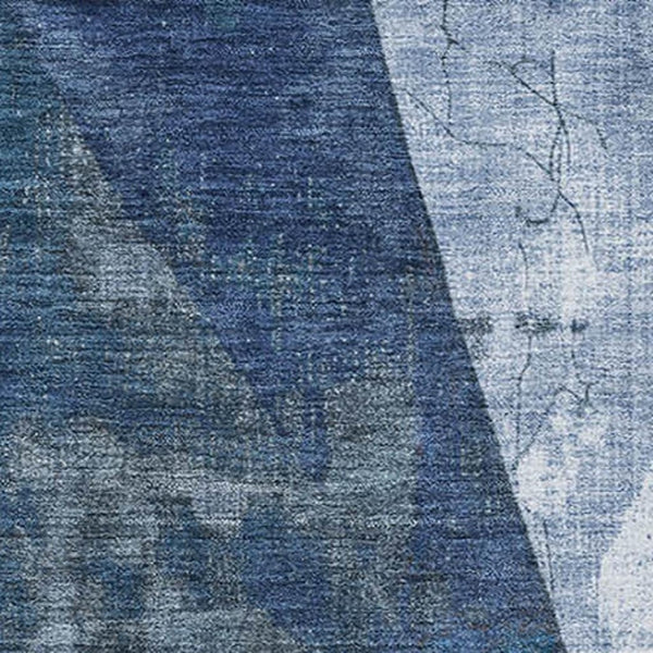 HomeRoots 5' X 8' Navy Blue & Ivory Abstract Geometric Rug - Washable, UV-Protected, Stain-Resistant Design! 705343