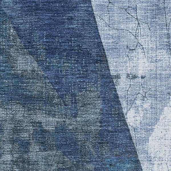 HomeRoots 9' x 12' Navy Blue and Ivory Abstract Geometric Area Rug - Washable, UV Protected, Pet Friendly Design 705346