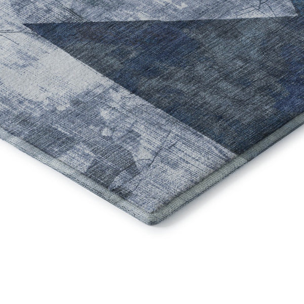 HomeRoots 10' Navy Blue & Ivory Abstract Geometric Area Rug - Washable, UV Protected, Durable for High-Traffic Spaces 705347