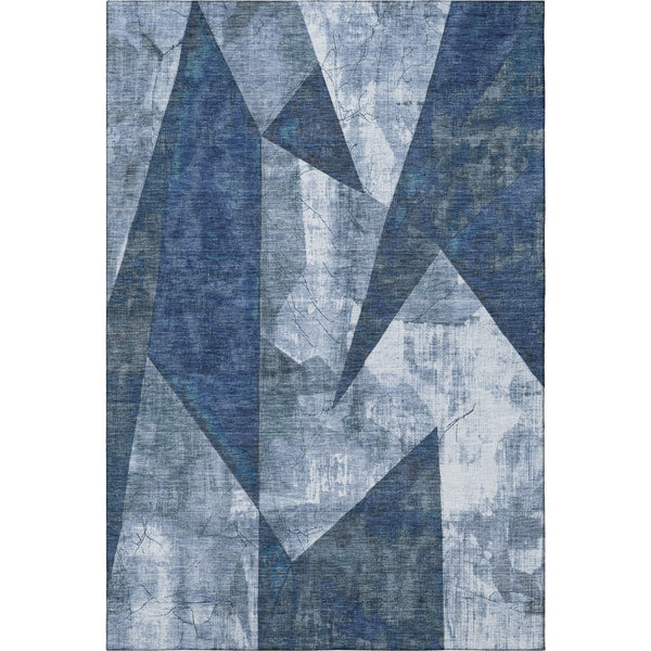 HomeRoots 10' Navy Blue & Ivory Abstract Geometric Area Rug - Washable, UV Protected, Durable for High-Traffic Spaces 705347