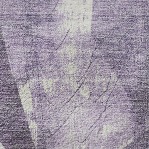 HomeRoots 8' Purple and Ivory Abstract Geometric Round Rug – Washable, UV Protected, Stain Resistant, Soft Comfort 705350